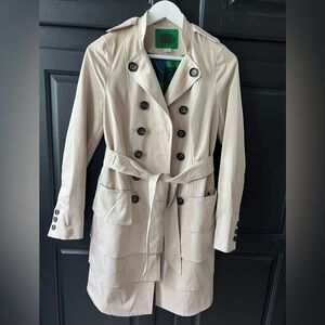 Anthropologie Idra Trench Coat Tan Tiered Size 2